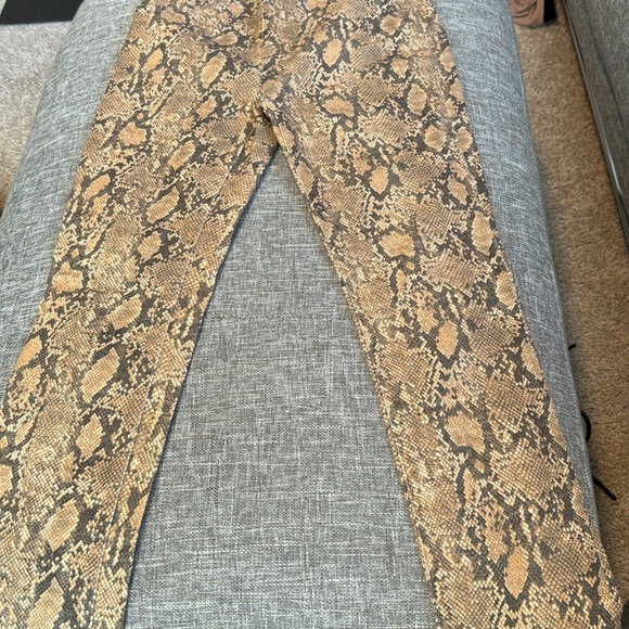 FRAME le high skinny crop snake print  high rise skinny jean beige 24 - Picture 12 of 13